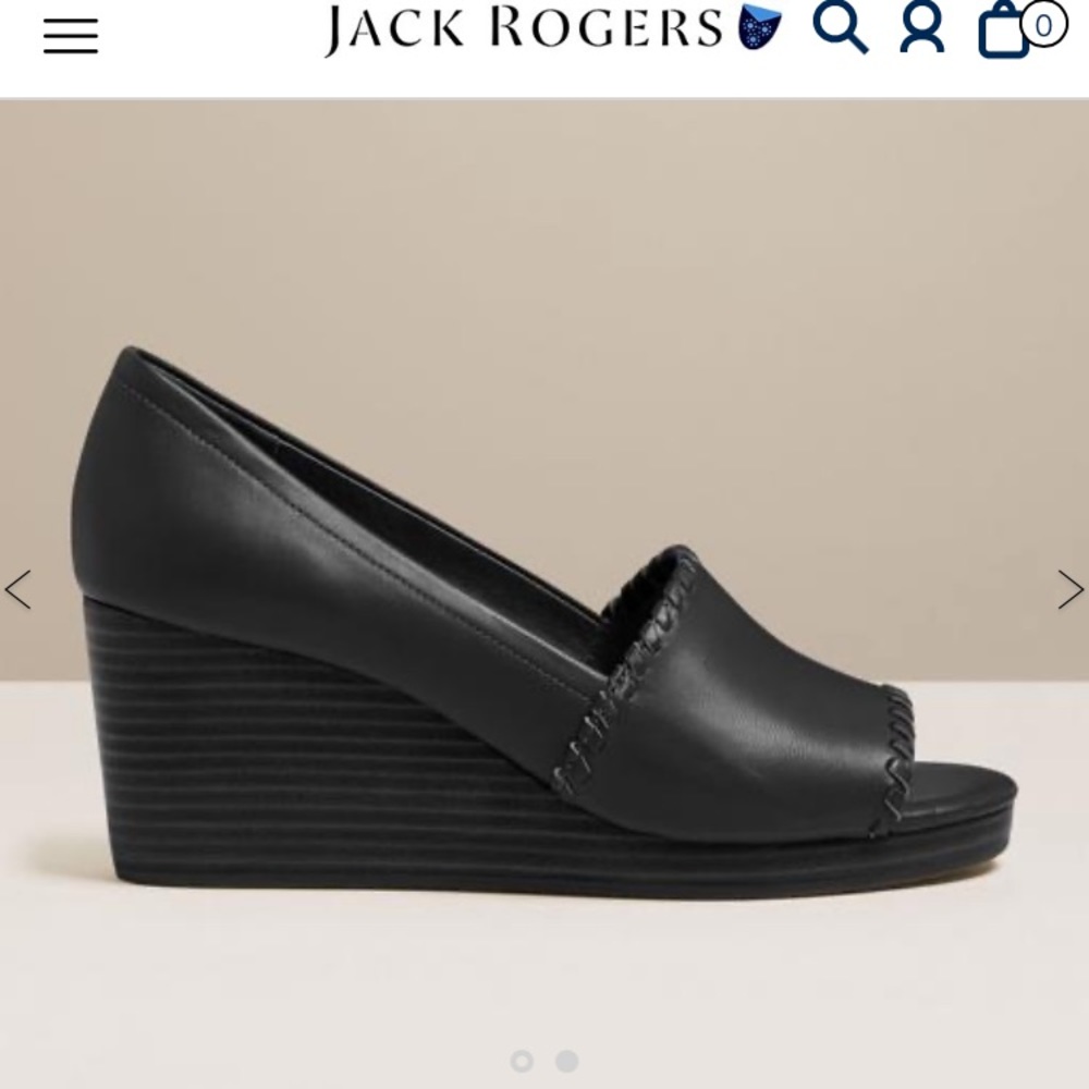 Jack Rogers Palmer stacked wedge in black leather